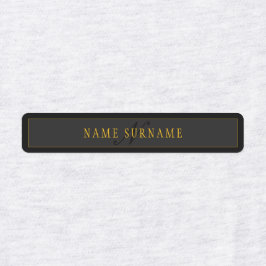 Elegant Script Monogram Black & Gold ラベル