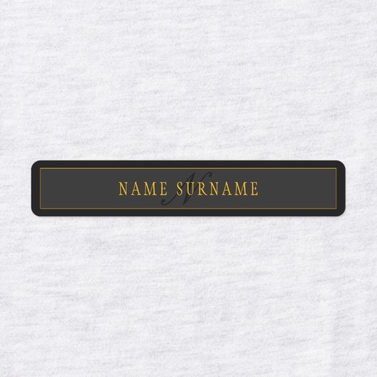 Elegant Script Monogram Black & Gold ラベル (デザイン1)