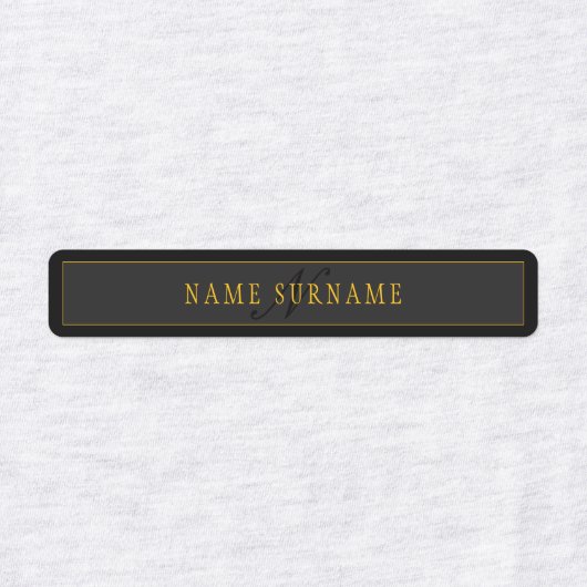 Elegant Script Monogram Black & Gold ラベル (デザイン2)