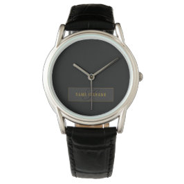 Elegant Script Monogram Black & Gold 腕時計