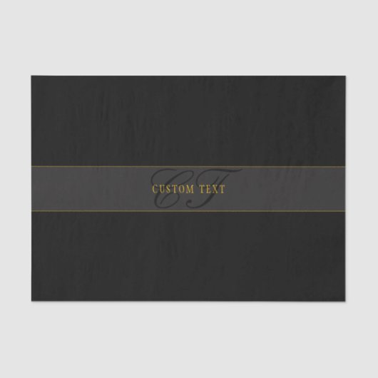 Elegant Script Monogram Black & Gold 薄葉紙 (正面)