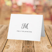 Elegant Script Monogram Black White Note Cards サンキューカード