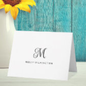 Elegant Script Monogram Black White Note Cards サンキューカード