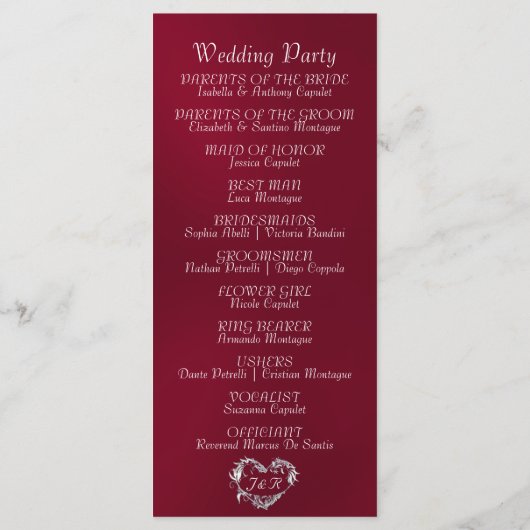 Elegant Script & Monogram - Burgundy Wedding プログラム (裏面)