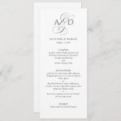Elegant Script Monogram Classic Wedding Menu 招待状 (正面/裏面)