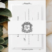 Elegant Script Monogram Crest Wedding 招待状ベリーバンド