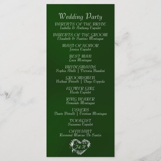 Elegant Script & Monogram - Emerald Wedding プログラム (裏面)