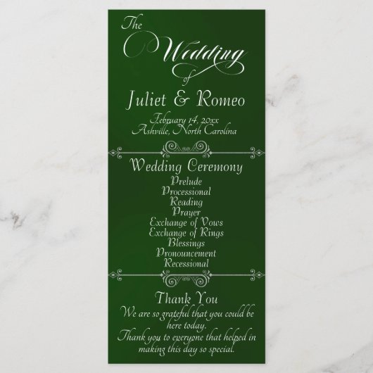 Elegant Script & Monogram - Emerald Wedding プログラム (正面)