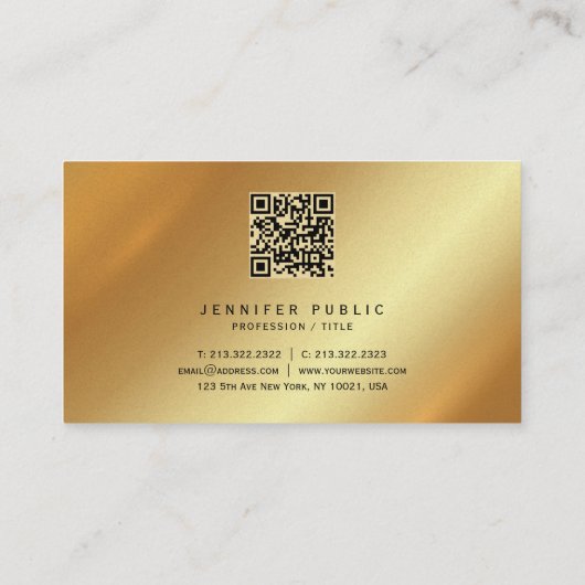 Elegant Script Monogram Gold Premium Pearl Paper 名刺 (裏面)