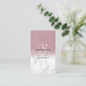  Elegant Script Monogram Marble Rose Gold Glitter 名刺 (スタンド正面)