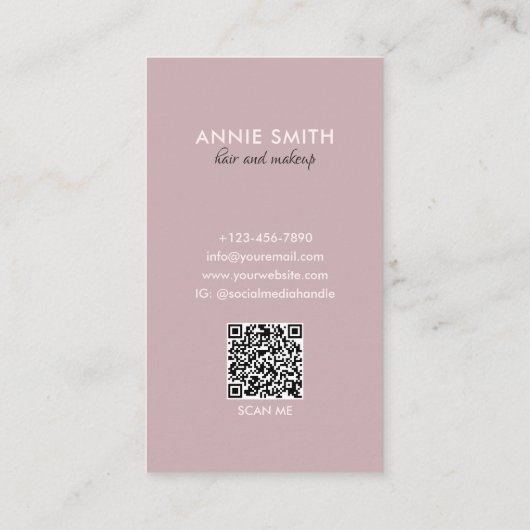  Elegant Script Monogram Marble Rose Gold Glitter 名刺 (裏面)