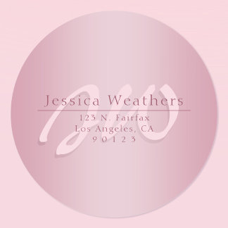 Elegant Script Monogram Mauve Ombre Return Address ラウンドシール
