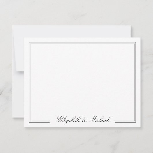 Elegant Script Monogram Name Couples ノートカード (正面)