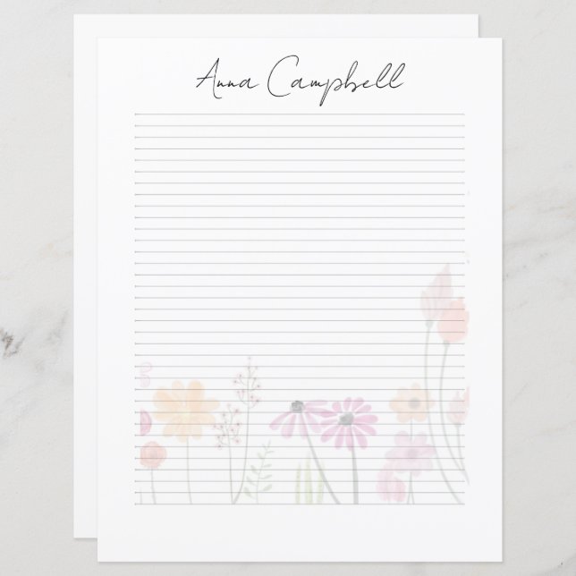 Elegant Script Monogram Personalized Stationery (正面/裏面)