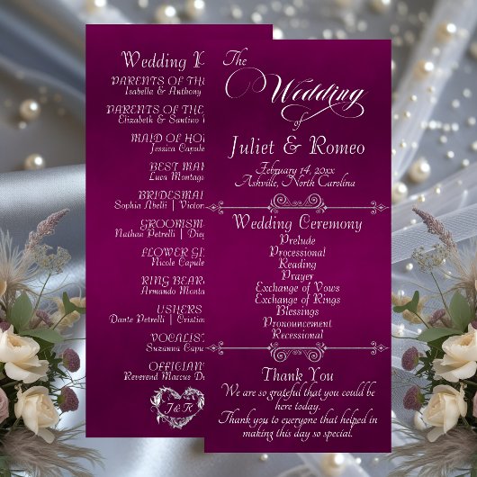 Elegant Script & Monogram - Plum Wedding プログラム