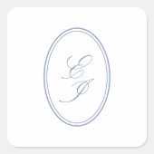 Elegant Script Monogram Self Adhesive Wedding スクエアシール (正面)