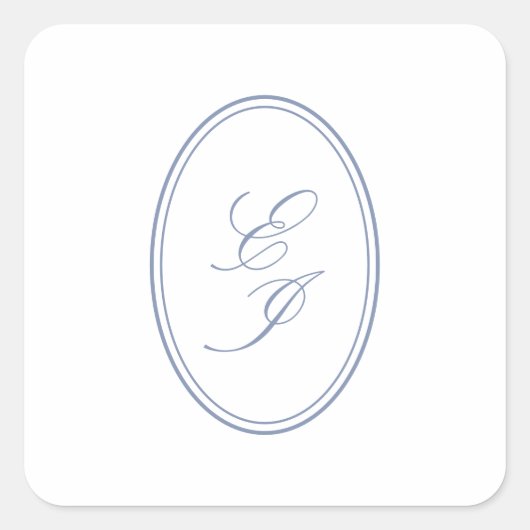 Elegant Script Monogram Self Adhesive Wedding スクエアシール (正面)