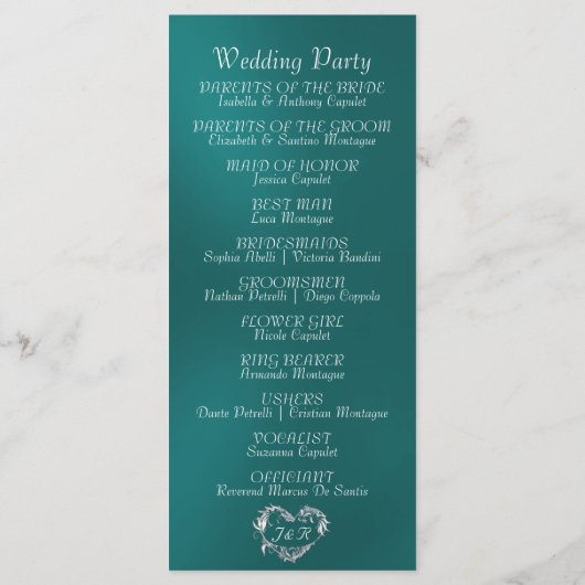 Elegant Script & Monogram - Teal Wedding プログラム (裏面)