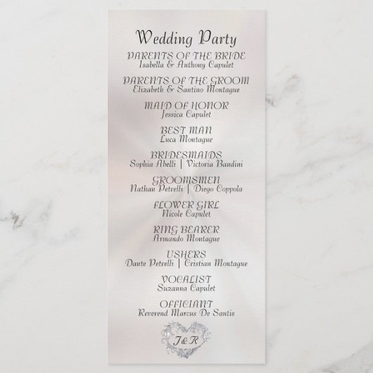 Elegant Script & Monogram - White Pearl Wedding プログラム (裏面)