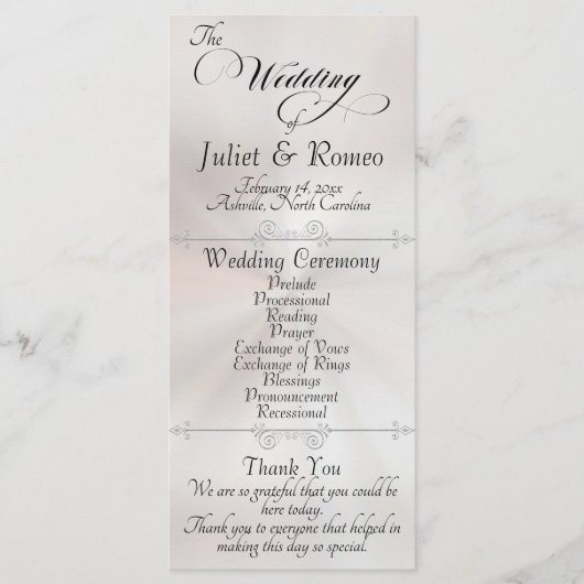 Elegant Script & Monogram - White Pearl Wedding プログラム (正面)