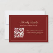 Elegant Script Monogram Wine Red QR Code Wedding 出欠カード (正面)