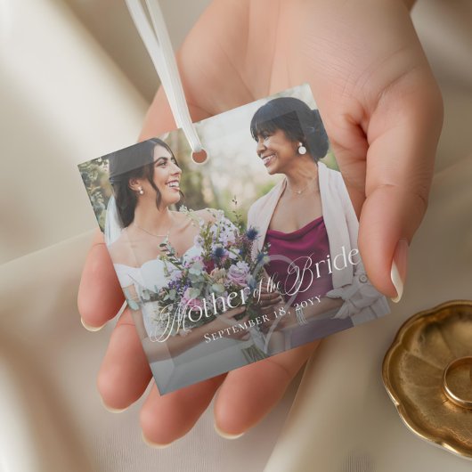 Elegant Script Mother of the Bride Photo Keepsake ガラスオーナメント