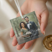 Elegant Script Mother of the Groom Photo Keepsake ガラスオーナメント