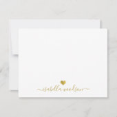 Elegant Script Name Faux Gold Foil Heart  ノートカード (正面)