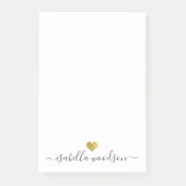 Elegant Script Name Faux Gold Foil Heart ポストイット (正面)