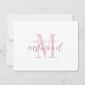 Elegant Script Name Pink Monogram Flat Note Card ノートカード (正面)