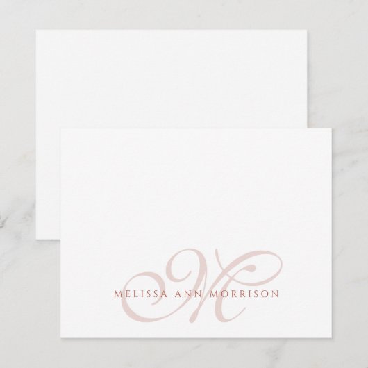 Elegant Script Name Terracotta Monogram  ノートカード (正面/裏面)