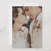 Elegant Script Navy Blue Floral Photo Wedding セーブザデート (裏面)