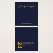 Elegant Script Navy Blue Gold Earring Display Card (正面&裏面)
