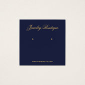 Elegant Script Navy Blue Gold Earring Display Card (正面)