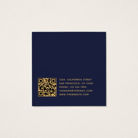 Elegant Script Navy Blue Gold Earring Display Card (裏面)