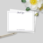 Elegant Script Navy Blue Thank You Stationery サンキューカード