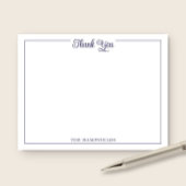 Elegant Script Navy Blue Thank You Stationery サンキューカード