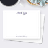 Elegant Script Navy Blue Thank You Stationery サンキューカード