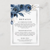 Elegant Script Navy Blue Wedding Details Classic エンクロージャーカード (正面)