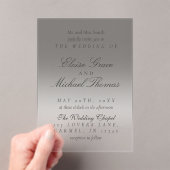 Elegant Script Neutral Black Gradient Wedding アクリル招待状 (インサイチュ (ポータブル))