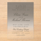 Elegant Script Neutral Black Gradient Wedding アクリル招待状 (正面)