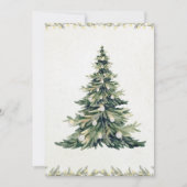 Elegant Script Non Photo Christmas Tree Watercolor カード (正面)
