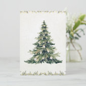 Elegant Script Non Photo Christmas Tree Watercolor カード (スタンド正面)
