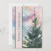 Elegant Script Non Photo Watercolor Christmas Tree シーズンカード (正面)