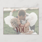 Elegant Script Overlay Wedding Photo Thank You ポストカード (正面)