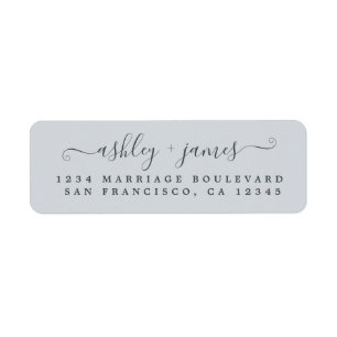 Elegant Script Pastel Blue Wedding Return Address ラベル