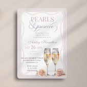 Elegant script Pearls & prosecco Bridal shower  招待状
