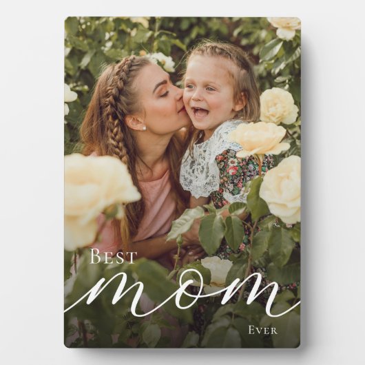 Elegant Script Personalized Best Mom Ever Photo フォトプラーク (正面)