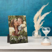 Elegant Script Personalized Best Mom Ever Photo フォトプラーク (側面)