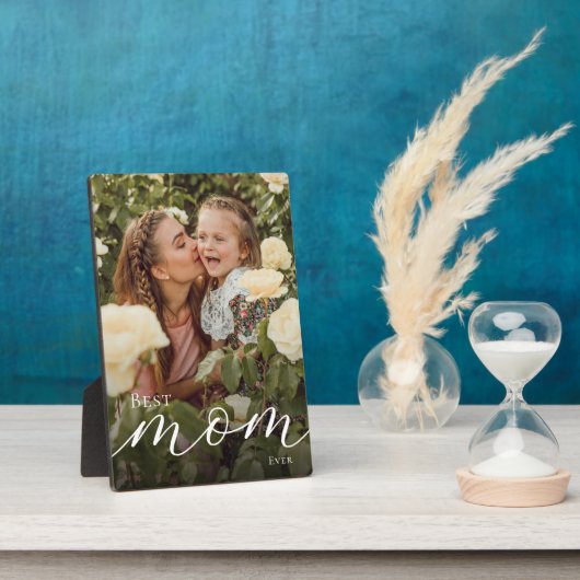 Elegant Script Personalized Best Mom Ever Photo フォトプラーク (側面)